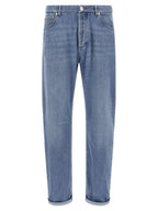 Brunello Cucinelli Blue Cotton Straight-Leg Jeans