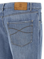 Brunello Cucinelli Blue Cotton Straight-Leg Jeans