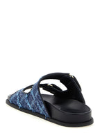 Jimmy Choo Blue Tencel Slides