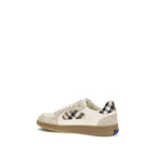 Burberry Beige Calf Leather Bos Taurus Low Top Sneakers
