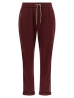 Brunello Cucinelli Bordeaux Cotton Joggers (Workout Pants)