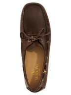Valentino Garavani Brown Buffalo Leather Slip-On Loafers