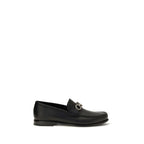 Ferragamo Black Calf Leather Bos Taurus Slip-On Loafers