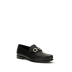 Ferragamo Black Calf Leather Bos Taurus Slip-On Loafers
