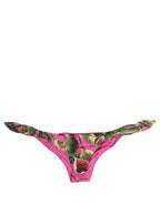 Dolce & Gabbana Fuchsia Pink Fig Print Beachwear Bikini Bottom