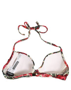 Dolce & Gabbana Multicolor Floral Print Beachwear Bikini Top