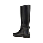 Valentino Garavani Black Calf Leather Bos Taurus Flat Boots