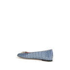 Valentino Garavani Blue Calf Leather Bos Taurus Ballet Flats