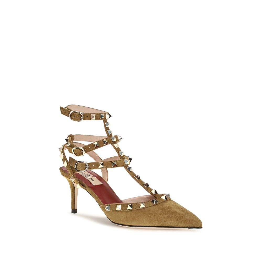 Valentino Garavani Beige Suede Leather High Heel Pumps