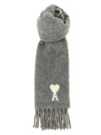 Ami Paris Gray Alpaca Leather Foulard