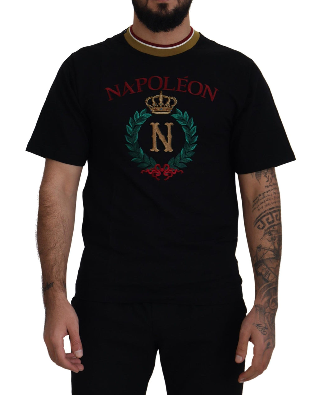 Dolce & Gabbana Black Cotton Embroidered Crewneck T-shirt