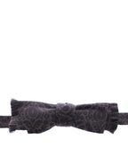 Dolce & Gabbana Dark Gray Wool Silk Brand Baroque Paisley Bow Tie Men