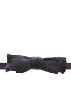 Dolce & Gabbana Dark Gray Wool Silk Brand Baroque Paisley Bow Tie Men