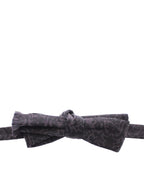Dolce & Gabbana Dark Gray Wool Silk Brand Baroque Paisley Bow Tie Men