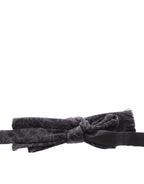 Dolce & Gabbana Dark Gray Wool Silk Brand Baroque Paisley Bow Tie Men