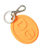 Dolce & Gabbana Orange Rubber DG Logo Silver Brass Metal Keyring Keychain