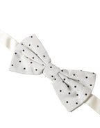 Dolce & Gabbana Gray Black Polka Dot Polyester Bow Tie Men