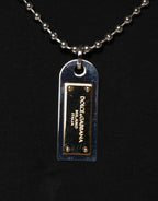 Dolce & Gabbana Black Cotton Necklace Embellished T-shirt