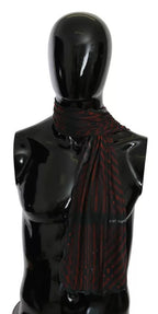Dolce & Gabbana Black Red Viscose Foulard Branded Scarf