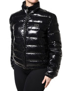 Dolce & Gabbana Black Logo Plaque Full Zip Puffer Jacket