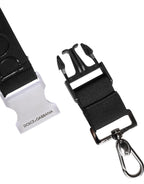 Dolce & Gabbana Black Stretch Polyester Rubberised DG Logo Keychain