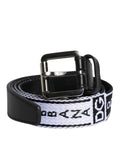 Dolce & Gabbana Black White Printed Metal Logo Buckle Belt