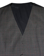 Dolce & Gabbana Gray Plaid Wool Formal Dress Waistcoat Vest