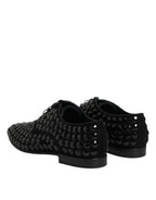 Dolce & Gabbana Black Suede Strass Derby Formal Shoes
