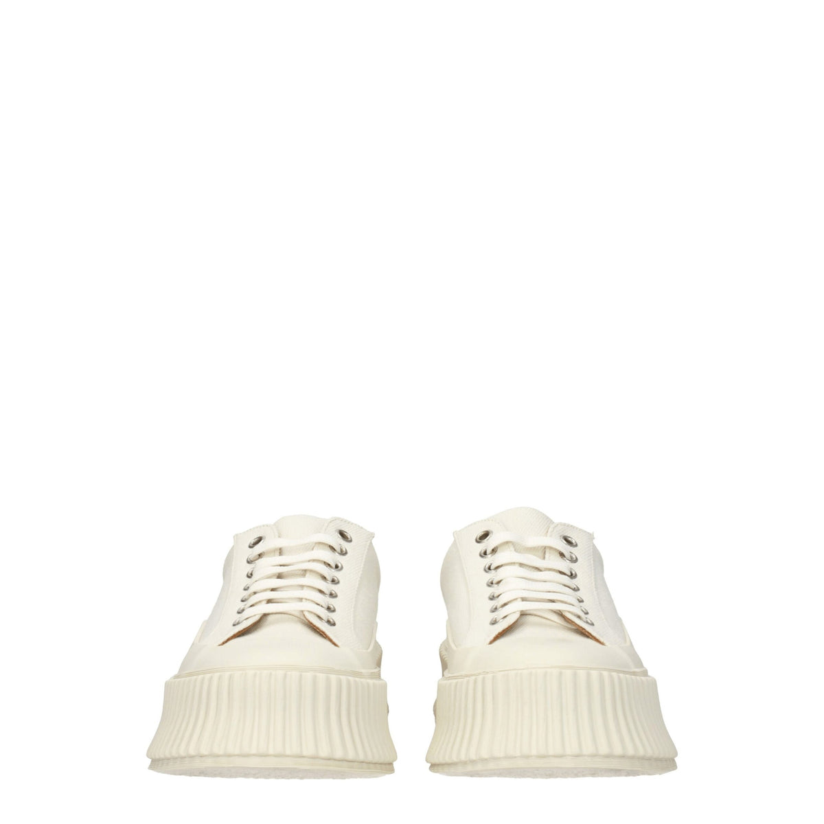 Jil Sander White Fabric Platform Sneakers
