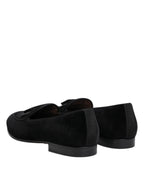 Dolce & Gabbana Black Velvet Loafers Formal Men Dress Shoes