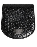 Dolce & Gabbana Black Exotic Skin Coin Condom Case Holder Pocket Wallet