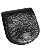 Dolce & Gabbana Black Exotic Skin Coin Condom Case Holder Pocket Wallet