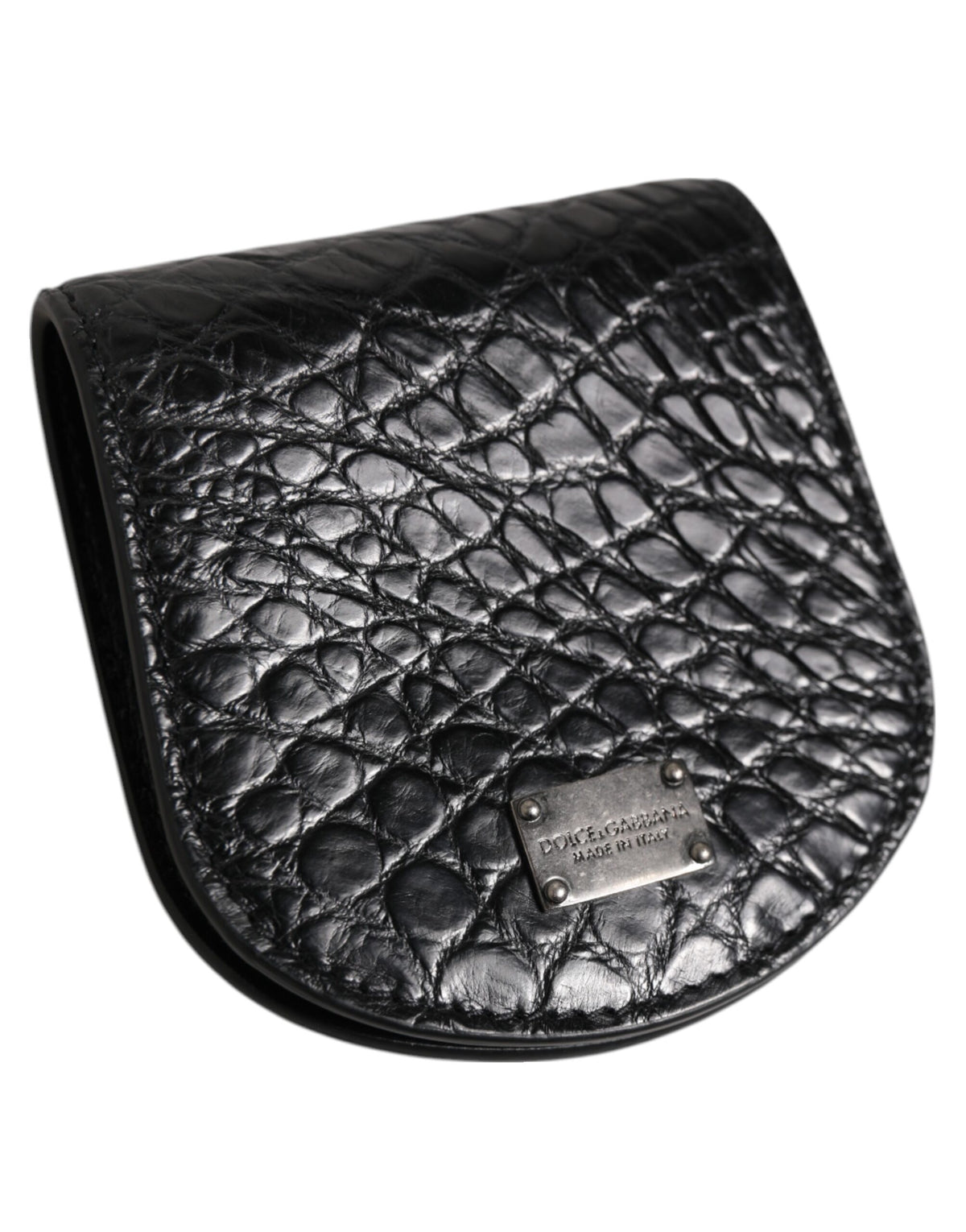 Dolce & Gabbana Black Exotic Skin Coin Condom Case Holder Pocket Wallet