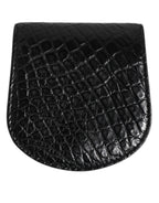 Dolce & Gabbana Black Exotic Skin Coin Condom Case Holder Pocket Wallet