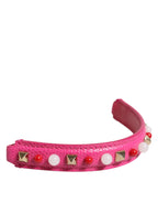 Dolce & Gabbana Pink Embellished Leather Bag Handle Women Shoulder Strap