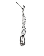 Dolce & Gabbana Black White Polyester Tape String DG Logo Keychain Keyring