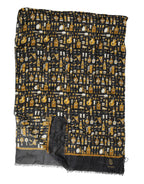 Dolce & Gabbana Black Jazz Club Print Neck Wrap Shawl Scarf