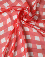 Dolce & Gabbana Red Checkered Stole Neck Wrap Shawl Scarf